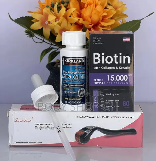 Kirkland Minoxidil + Biotin + Derma Roller for Beard Growth · Photo 1
