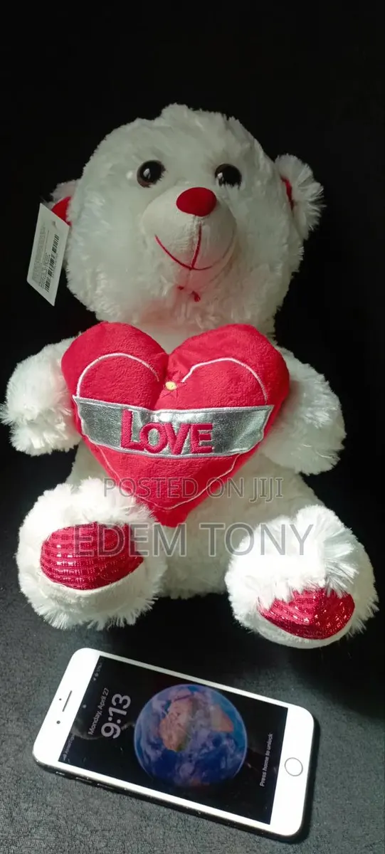 White Red Teddy Bear With "Love" Inscribed on It.Dimensions 30×24cm · Photo 1
