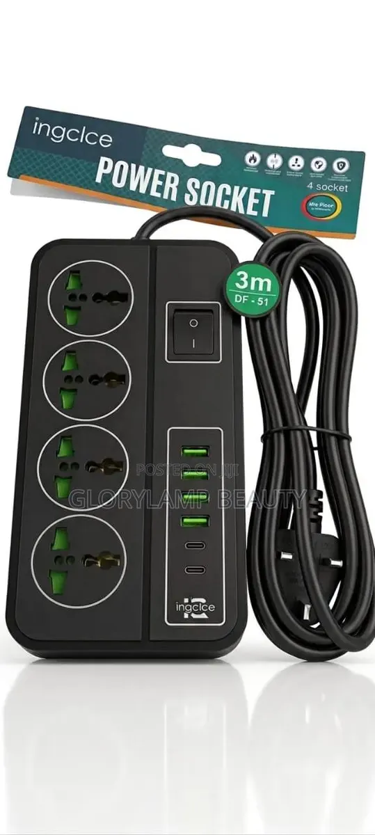 4-Socket Power Extension Board With USB Type-C Ports (3M Cable) · Photo 1