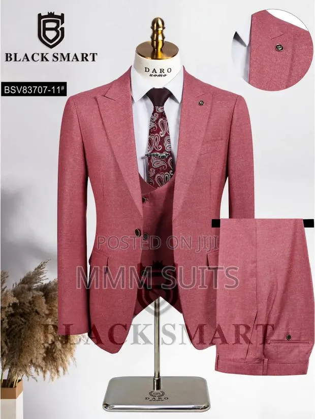 Quality 3-Piece Textured Turkish Daro Men Suit in Peach Colour · Photo 1