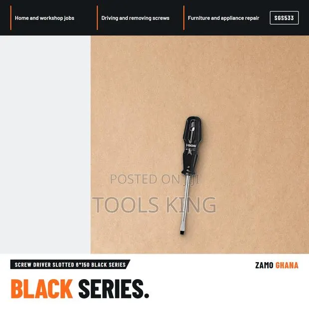 Screw Driver Slotted 6*150 Black Series - SGS533 · Photo 1