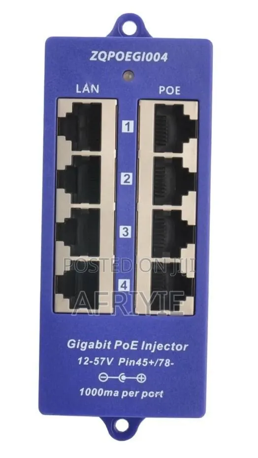 4-Port Gigabit POE Mid Span Ethernet Power Injector · Photo 1
