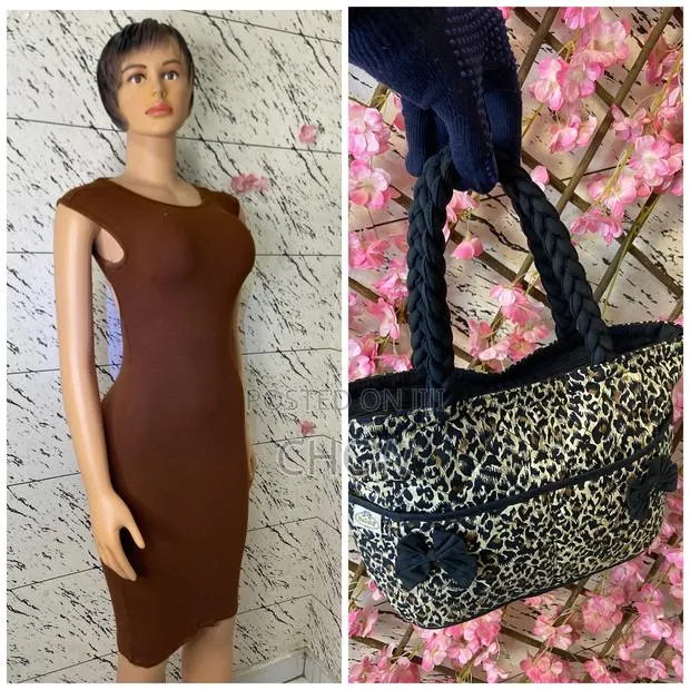 New Sexy Ladies Brown Dress and a Matching Ladies Bag Both for 100Gh