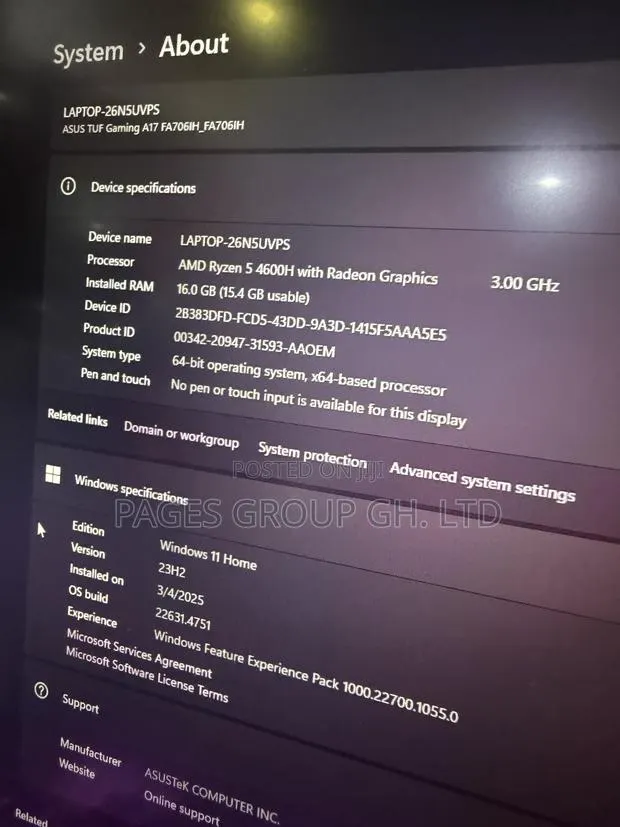 Laptop Asus TUF Gaming A17 16GB AMD Ryzen 5 SSD 512GB · Photo 1