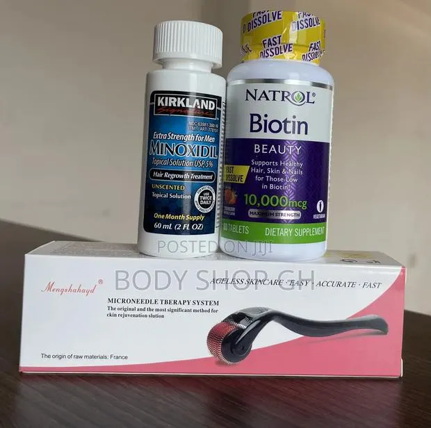 Hairline and Beard Pack - Biotin + Derma Roler + Kirkland · Photo 1