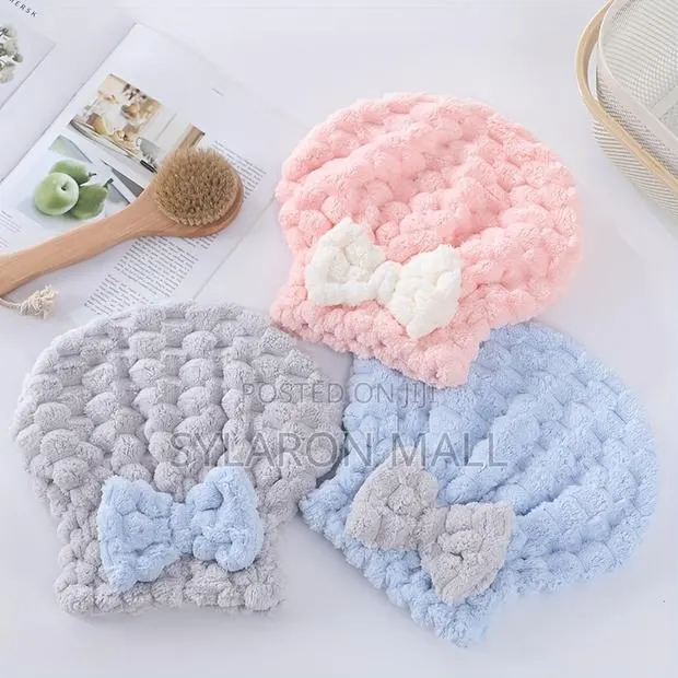 Ultra-soft Microfiber Hair Drying Cap With Bow Tie · Photo 1
