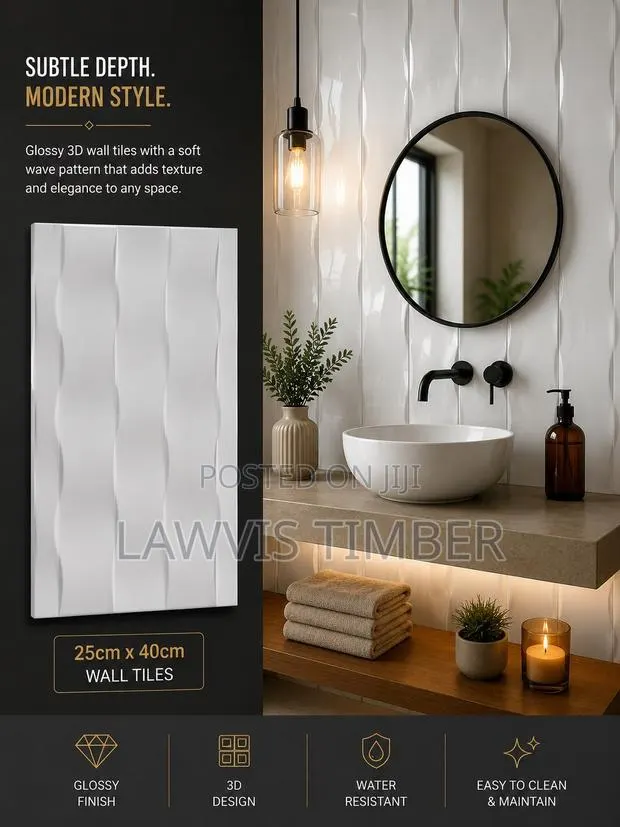25x40cm Pearl Cascade 3D Glossy White Wall Tiles · Photo 1