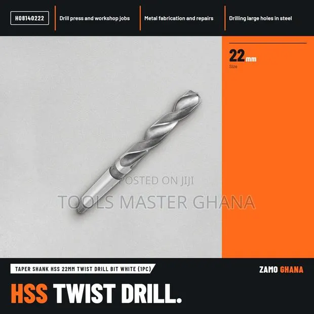 Taper Shank HSS 22Mm Twist Drill Bit White (1Pc) - H · Photo 1