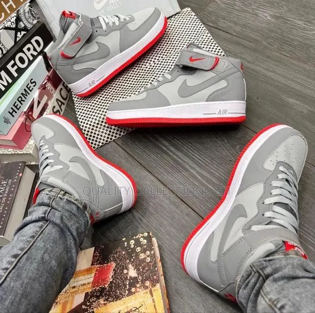 Nike Airforce Mid Grey Red · Photo 1