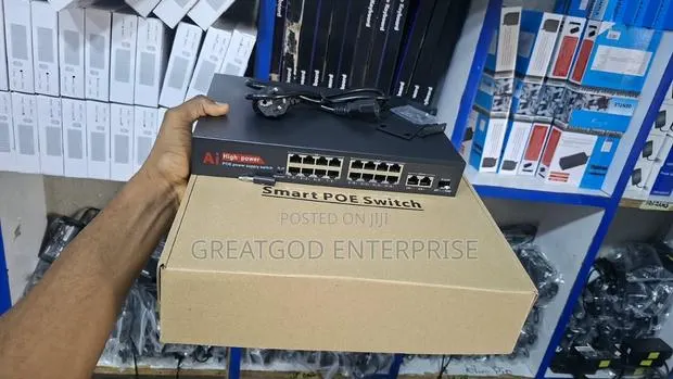 Ai High-Power Smart POE Switch" (16 PoE Ports + 2 Gigabit Uplink Ports · Photo 1
