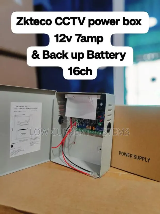 Zkteco CCTV Power Box Supply 120w 12v 10amps Back Up Battery Slot · Photo 1