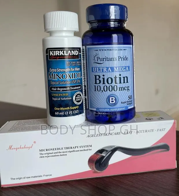 Beard and Hairline Pack - Biotin + Derma Roller + Kirkland · Photo 1