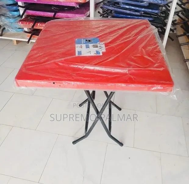 Square Plastic Utility Table -Portable Folding Design, Strong Metal · Photo 1