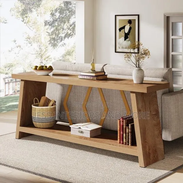 Console Table, Narrow Long Sofa Entryway Table, 2-Tier · Photo 1