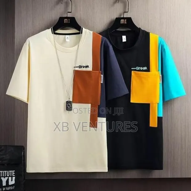 2pcs Men's Short-Sleeved T-Shirt Set - Khaki + Black · Photo 1