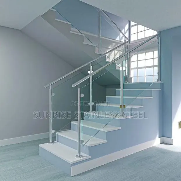 Stainless Glass Railing Staircase Design · Photo 1