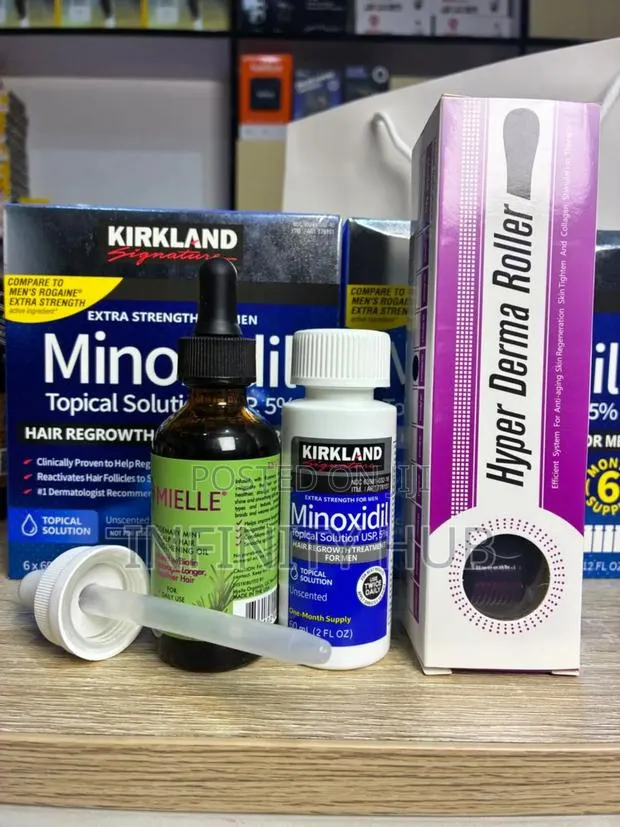 Kirkland Minoxidil,Derma Roller and Rosemary Mielle · Photo 1