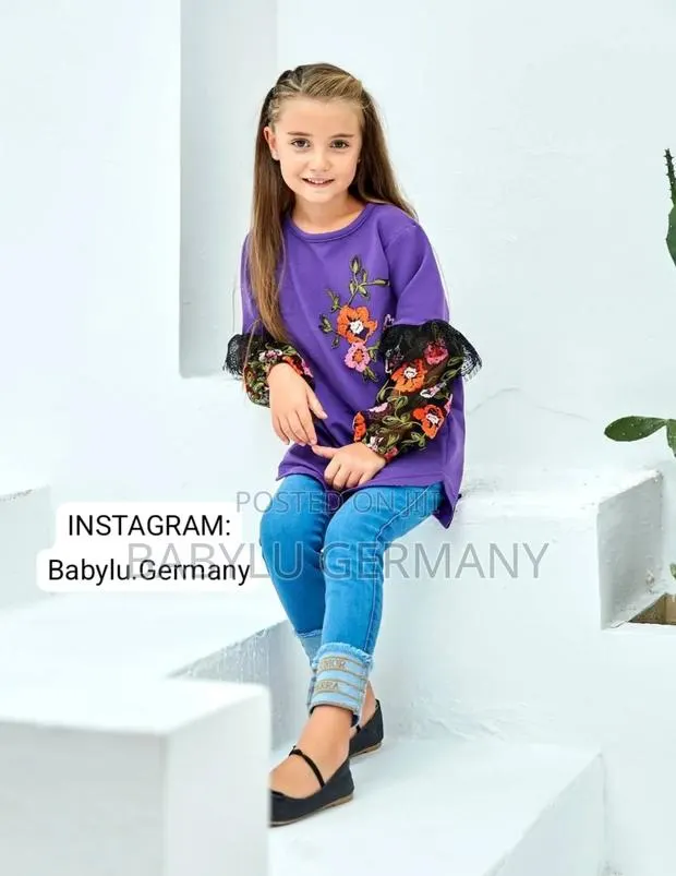 Stylish Purple Long Sleeve / Sweater and Blue Jeans Set · Photo 1