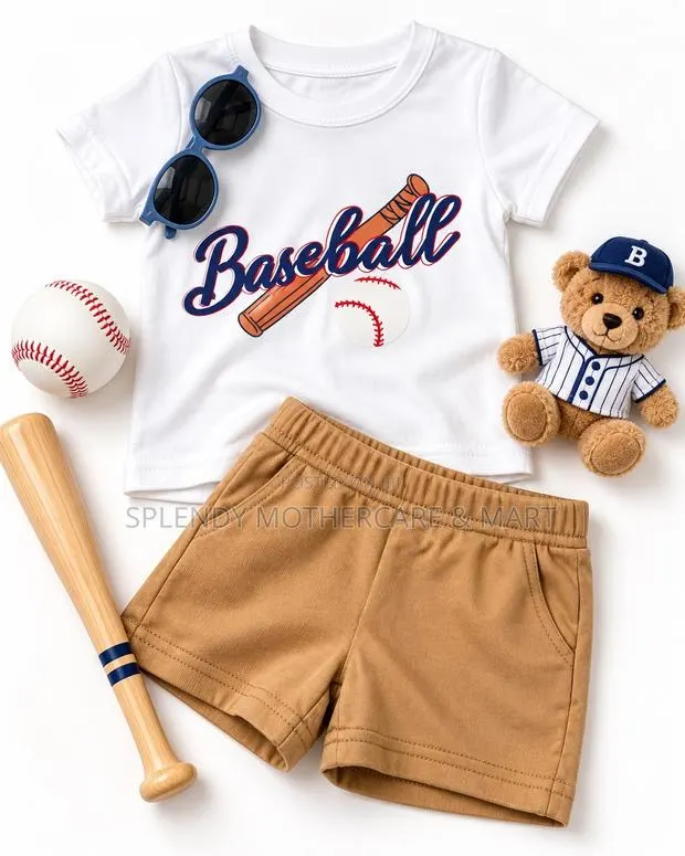 Kids' Baseball Print Two-Piece Summer Outfit · Photo 1