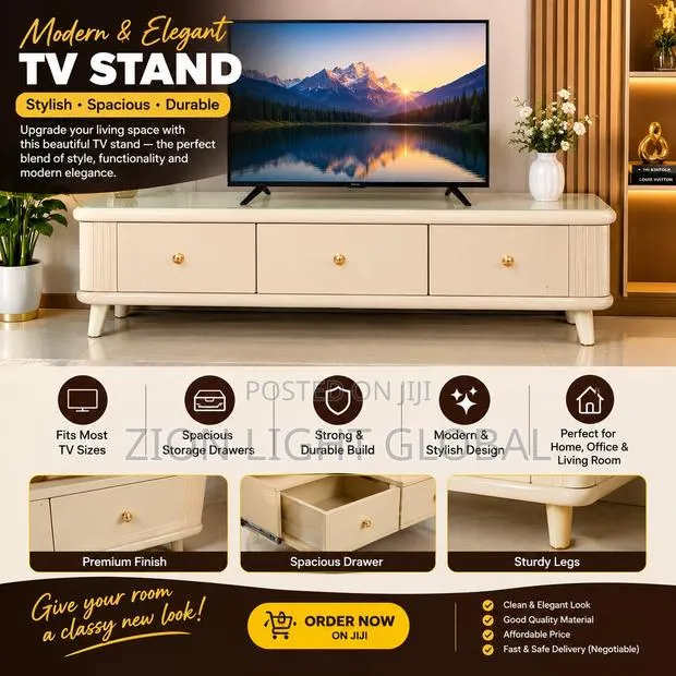 Elegant Cream TV Stand for Sale – Give Your Home a Luxury Look! · Photo 1
