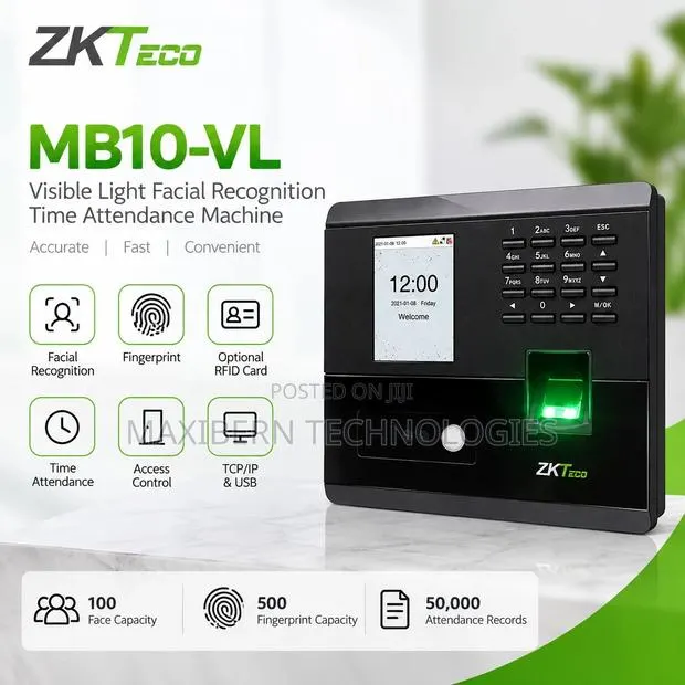 ZKTeco MB10-VL Face & Fingerprint Time Attendance Machine · Photo 1