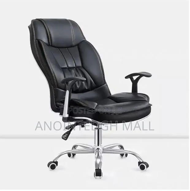 Office Recliner Swivel Chair Leather - Black · Photo 1