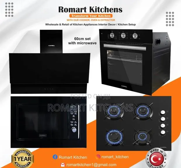 60cm Inbuilt Glass Combo. Burner, Heat Extractor, Oven and Microwave · Photo 1