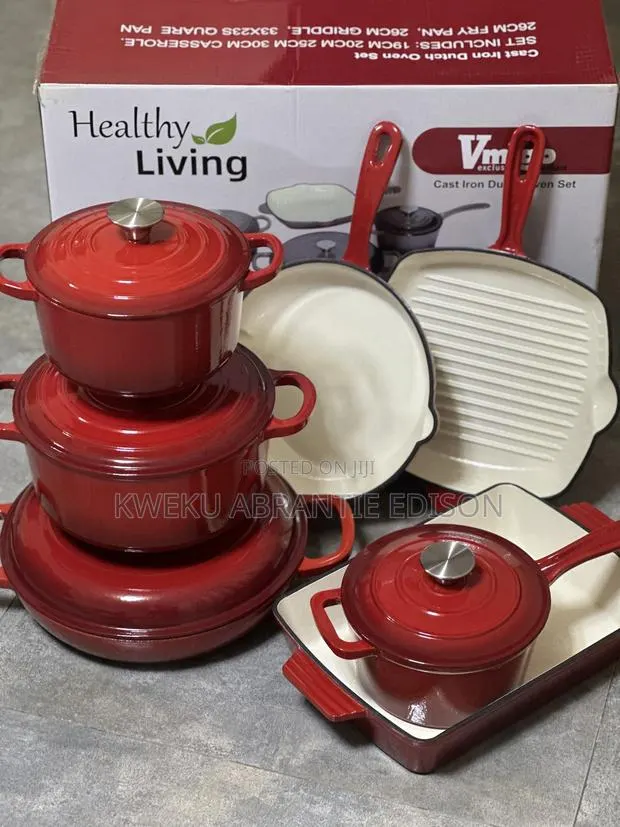 7pcs Healthy Living Cast Iron Dutch Oven Set - Nonstick Inside · Photo 1