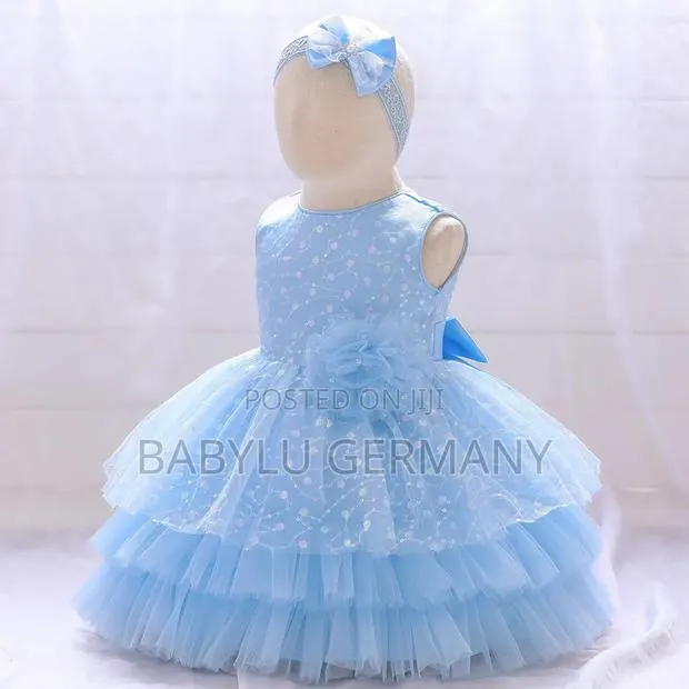 Blue Princess Dress With Head Band for Baby and Toddlers · Photo 1