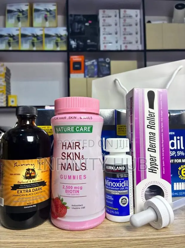 Kirkland Minoxidil, Derma Roller,Castar Oil Large Size and Gummies · Photo 1