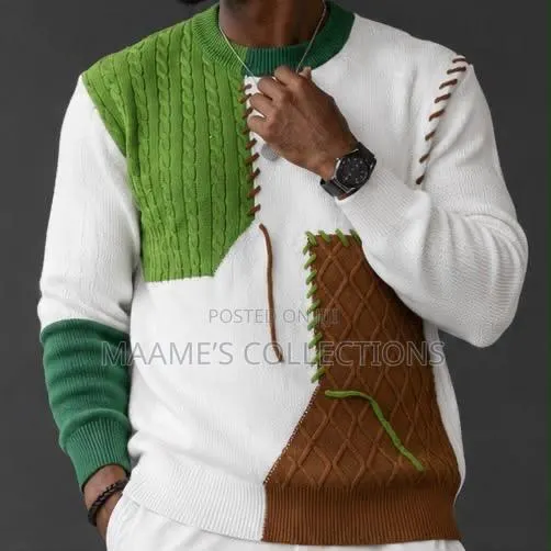 Men’S Blocked Knitted Pullover Sweater · Photo 1