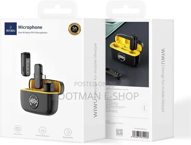 Wiwu Duo Wireless Mini Microphone, Lightning + Type-C - Black · Photo 1