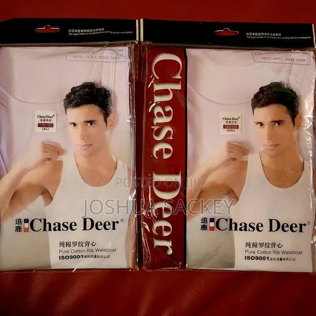 Men's Chase Deer Singlet | Pure Cotton Rib Vest | L, XL XXL · Photo 1