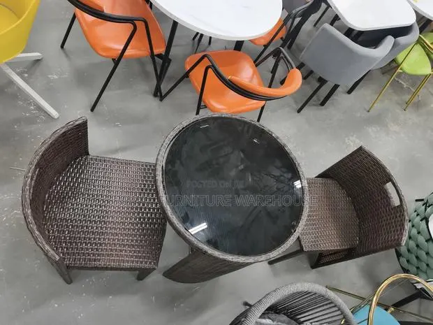 Space-Saving Round Rattan Bistro Set,(2 Seater Dining Set) · Photo 1