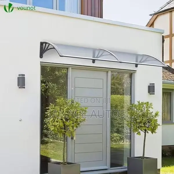 VOUNOT 200x80 Transparent Door Canopy UV-Resistant Polycarbonate, Grey · Photo 1