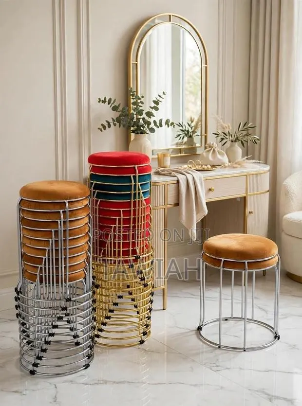 Velvet Stool Chair With Gold Frame · Photo 1