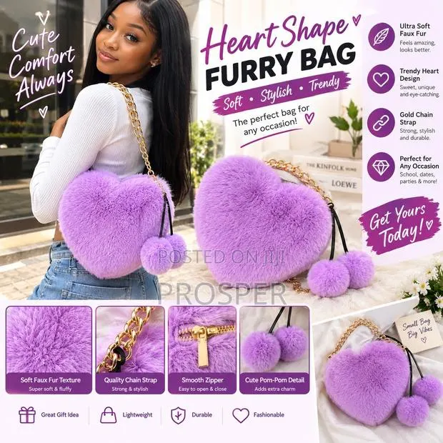 Luxury Faux Heart Shape Bag Deep Purpose · Photo 1