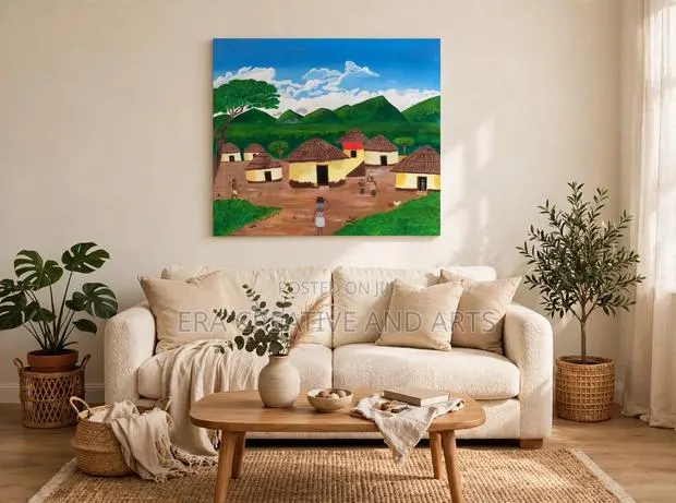 Village Scene Painting on Canvas · Photo 1