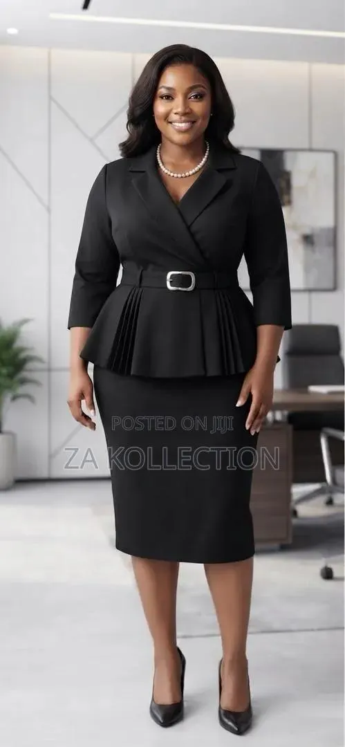 Women Fitted Black Pencil Official Dress