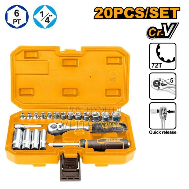 Industrial Game Dice 1/4" 20 PCS Socket Set Hkts14201 Ing-Ac · Photo 1