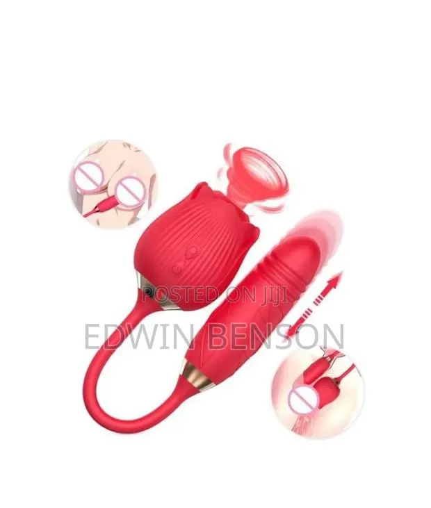 Premium 2 in 1 Rose Shaped Clit Sucking and Thrusting Vibrator · Photo 1