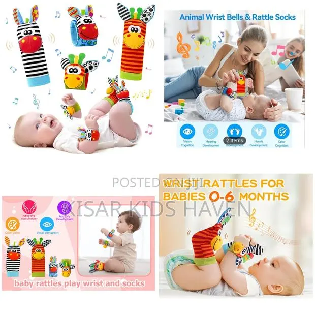 Baby Wrist and Foot Rattle Set With Sound 0 to 6months · Photo 1