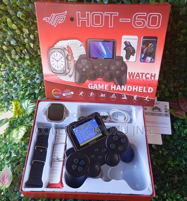 Hot-60 Handheld Gamepad With S10 Smart Watch 4 Extra Straps - Black · Photo 1