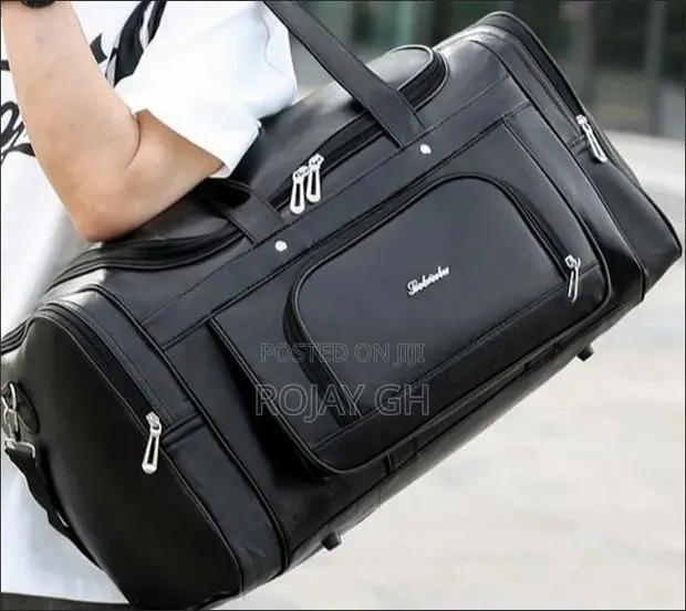 Leather Duffel Travel Bag - BLACK · Photo 2