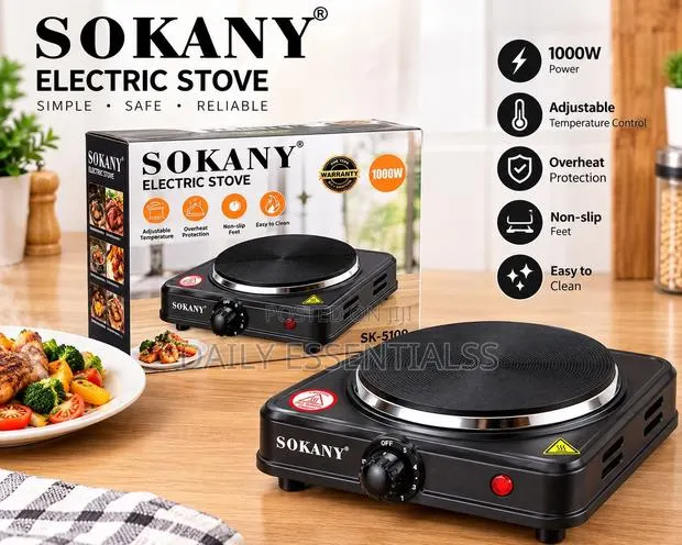 1000W Sokany Electric Cooker – Single Plate