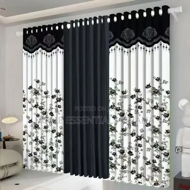 Elegant 3in1 Flower Curtains Luxury Window Drapes · Photo 1