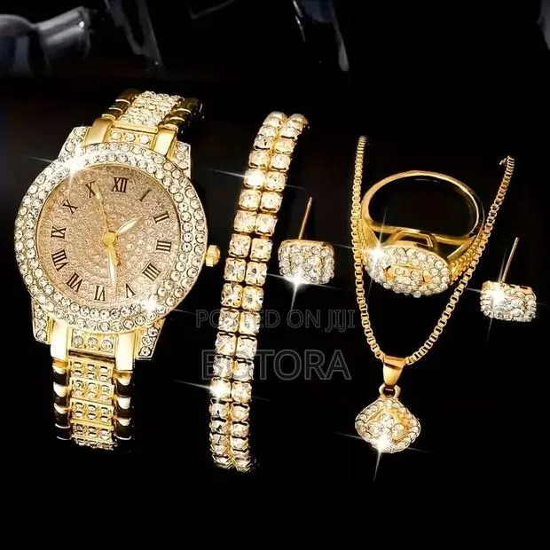 Battery Replacement Required 5-in-1 Women’S Jewelry Set (Gold) · Photo 1