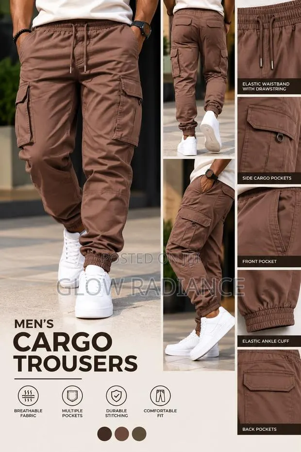 Men’s Premium Cotton Cargo Joggers Pant(Available in Multiple Colors) · Photo 1