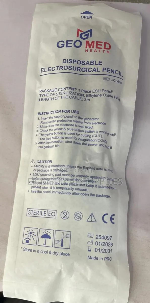 Disposable Electrosugical Pencil or Diathermy Pencil · Photo 1