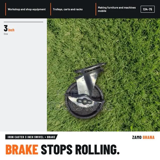 Iron Caster 3 Inch Swivel + Brake - 134-75 · Photo 1